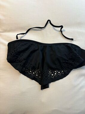 Gianni Bini Black Laser-Cut Bandeau Swim Top